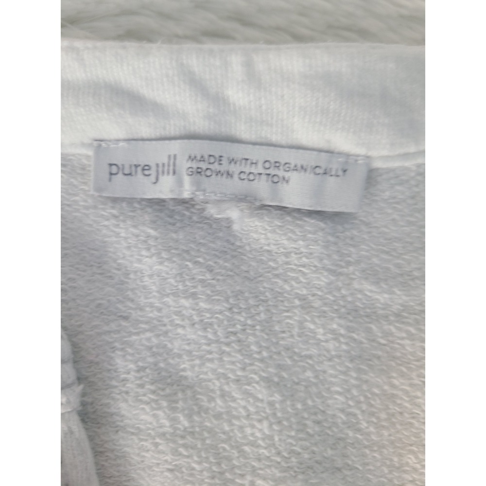 Pure Jill J. Jill White Organic Cotton Split Neck Sweatshirt Top KTP314193 - Picture 4 of 6